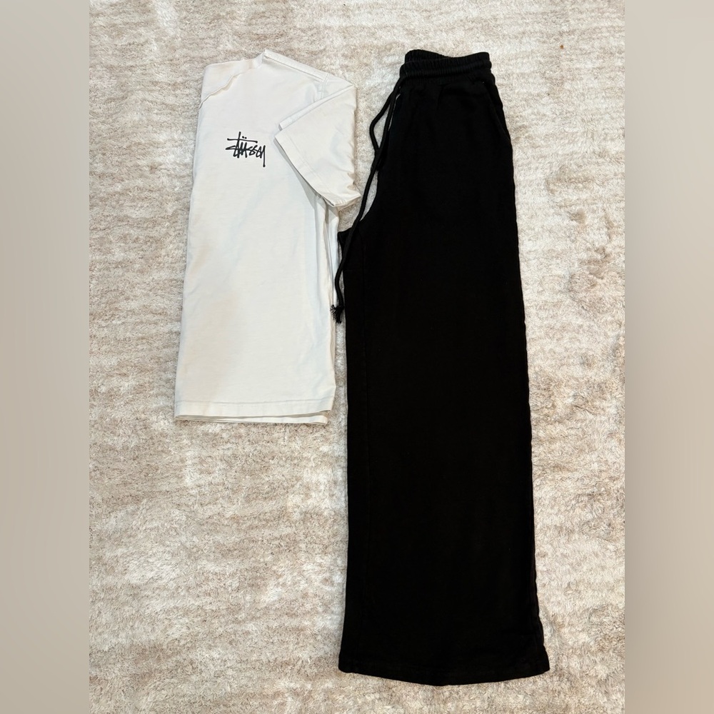 2 Pcs Women’s White T-shirt and Black sweatpants